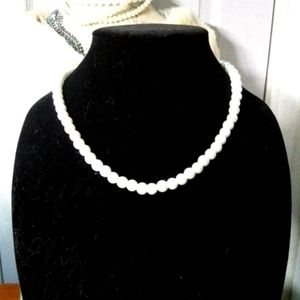 White Faux Pearl Necklace